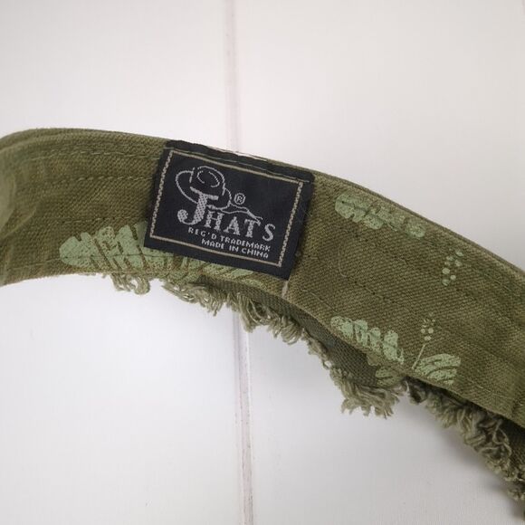 Omaha Henry Doorly Zoo Women's Visor Adjustable Olive Tropical Floral Distressed - Picture 6 of 8